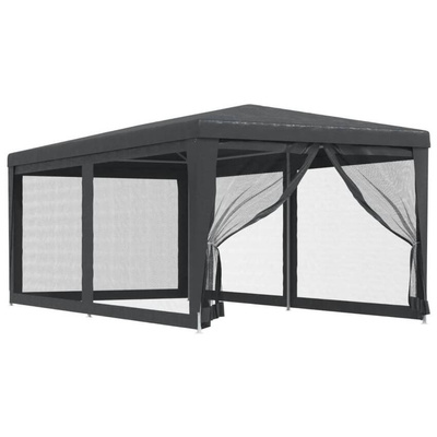 vidaXL Namiot imprezowy z 6 ścianami z siatki, antracyt, 3x6 m, HDPE