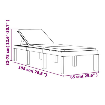 vidaXL Leżak z poduszkami antracytowy, PP
