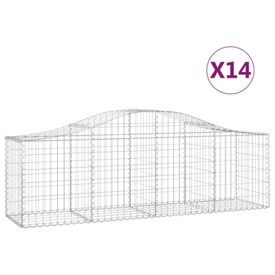 Kosze gabionowe, 14 szt, 200x50x60/80 cm, galwanizowane żelazo