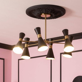 Lampa Sufitowa Żyrandol Czarno Złoty Abruzzo Salvatore 6xE27