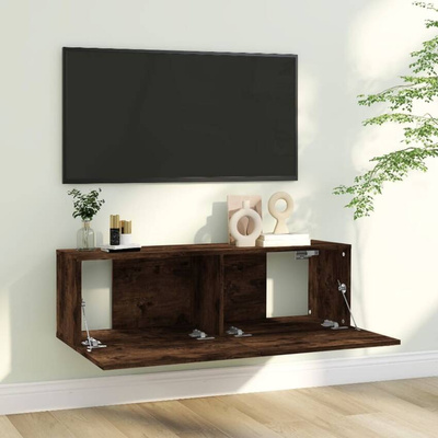 vidaXL Ścienna szafka pod telewizor, przydymiony dąb, 100x30x30 cm