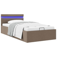 vidaXL Rama łóżka z podnośnikiem i LED, taupe, tkanina, 90 x 200 cm