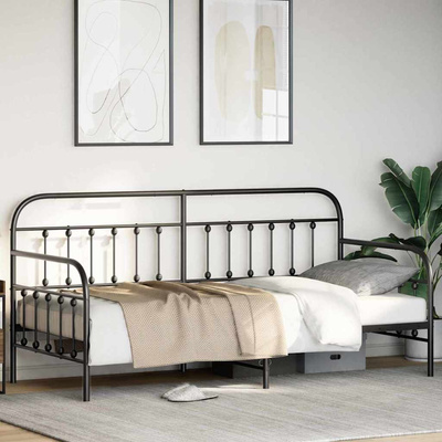 Rama łóżka dziennego Czarny 90 x 200 cm Stal malowana proszkowo