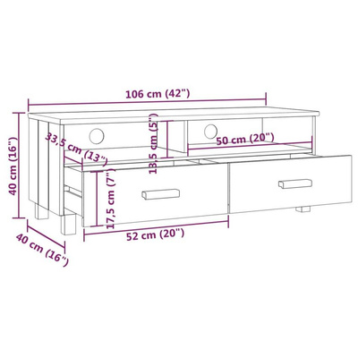 vidaXL Szafka pod TV HAMAR, biała, 106x40x40 cm, lite drewno sosnowe