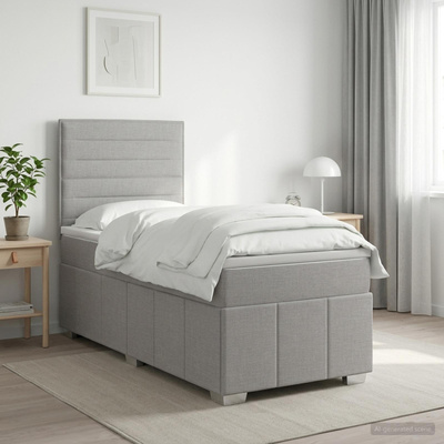 Łóżko z box spring LED z materacem jasnoszary 80 x 200 cm
