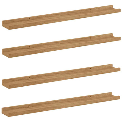 Półka ścienna 4 szt. Brązowy 80 x 9 x 3 cm Drewno inżynieryjne