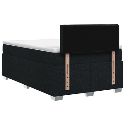 Łóżko Box Spring z materacem i LED Czarny 120 x 190 cm tkanina