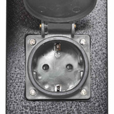 Słupek ogrodowy z gniazdkami i lampą, czarny