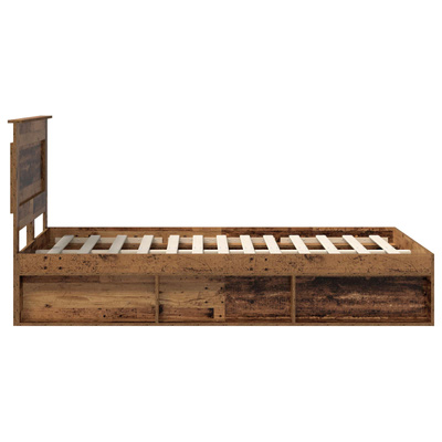 Ramka łóżka Stare drewno 135 x 190 cm Lite drewno sosnowe