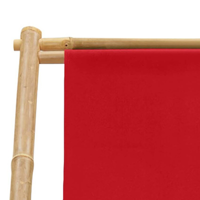 vidaXL Leżak z bambusa i czerwonego płótna model standard