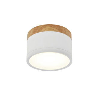 Lampa sufitowa tuba Tuba biała drewniana LED 9W natynkowa okrągła