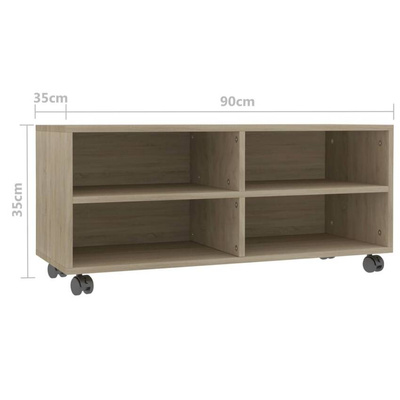 vidaXL Szafka pod TV, dąb sonoma, 90x35x35 cm, materiał drewnopochodny