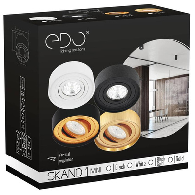 Punktowa oprawa sufitowa wpuszczana SKAND MINI 1 Black Gold IP20 okrągła biała EDO777547 EDO Solutions