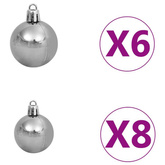 vidaXL Sztuczna choinka na zawiasach, 150 lampek LED i bombki, 120 cm