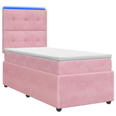 Łóżko z box spring LED z materacem różowy 80 x 200 cm Welur