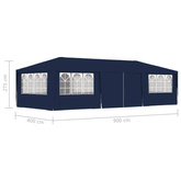 vidaXL Namiot imprezowy ze ściankami, 4x9 m, niebieski, 90 g/m²