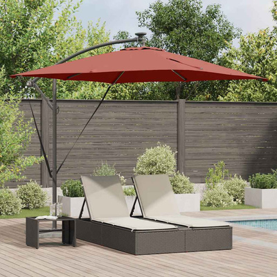 Parasol plażowy z paskami LED terakota 249 x 249 x 250 cm