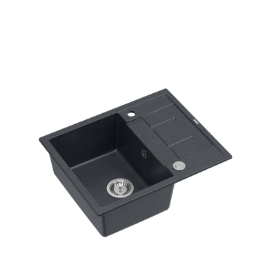 MORGAN 116 GraniteQ zlewozmywak black diamond z syfonem Push To Open stal szlachetna 1-komorowy z/o + zaczepy 4 szt
