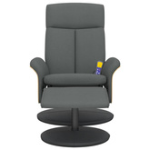 vidaXL Fotel masujący z podnóżkiem, ciemnoszary, obity tkaniną