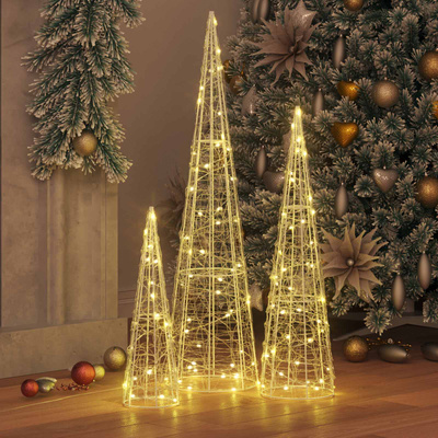 Choinka 3 pcs Ciepła biel 20 x 20 x 80 cm Akryl