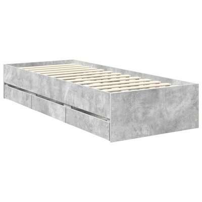 Ramka łóżka Betonowy szary 75 x 190 cm Drewno inżynieryjne