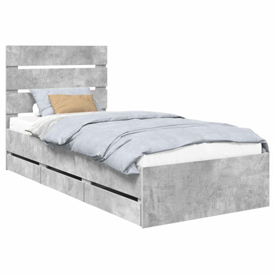 Ramka łóżka Betonowy szary 75 x 190 cm Drewno inżynieryjne
