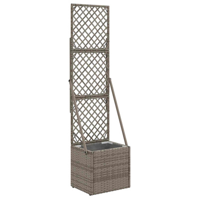 Donica ogrodowa z trellem Szary 35 x 30 x 135 cm polirattan