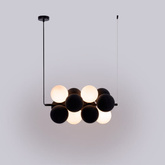 Lampa wisząca Szklana 4 kule Świetlne oraz 8 kul dzwiękochłonnych Szarych 4xG9 65cm Abruzzo Vino