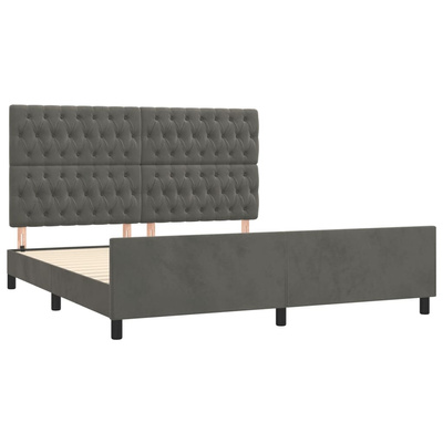 vidaXL Rama łóżka z zagłówkiem, ciemnoszara, 180x200 cm, aksamitna model standard