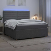 Łóżko z box spring LED z materacem ciemnoszary 180 x 200 cm