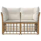 Ogrodowy loveseat 2 szt. 2-osobowy Naturalny i Kremowy Biały