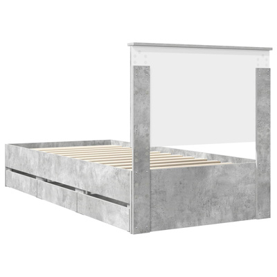 Ramka łóżka Betonowy szary 90 x 200 cm Drewno inżynieryjne