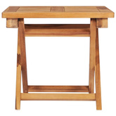 vidaXL Leżak ze stolikiem i poduszką, lite drewno tekowe