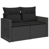 Zestaw Sof 8 szt. Czarny Rattan polietylenowy i stal