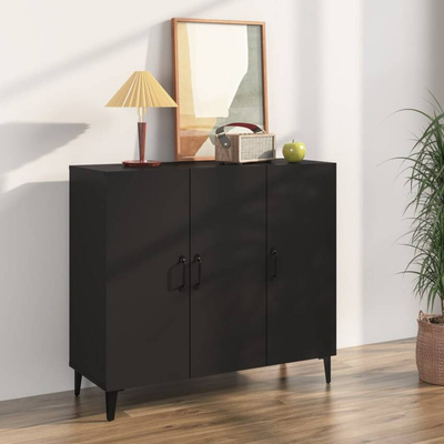 vidaXL Szafka, czarna, 90x34x80 cm, materiał drewnopochodny