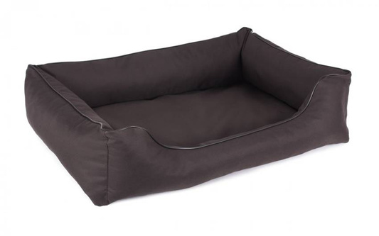 Legowisko dla psa Sofa Valencia Standard w kolorze brązowym z czarnym wykończeniem Rozmiar: XL - 120 x 90 cm - do samodzielnego złożenia