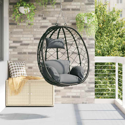 Wiszące krzesło jajo Antracyt 91,5 x 54,5 x 107 cm polirattan