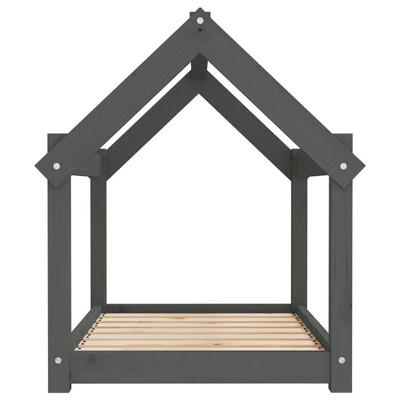 vidaXL Legowisko dla psa, szare,81x60x70 cm, lite drewno sosnowe