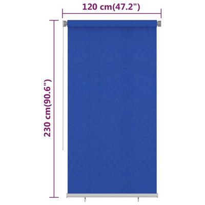 vidaXL Roleta zewnętrzna, 120x230 cm, niebieska, HDPE