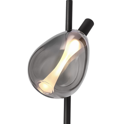 Lampka nocna Denso czarna szklana z kloszem dymionym minimalistyczna
