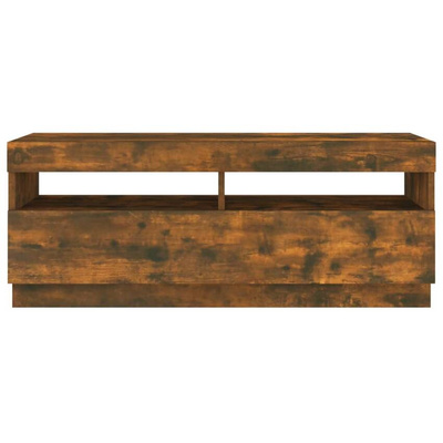 vidaXL Szafka pod TV z oświetleniem LED, przydymiony dąb, 100x35x40 cm