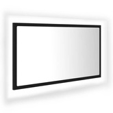 vidaXL Lustro łazienkowe z LED, czarne, 80x8,5x37 cm, akryl