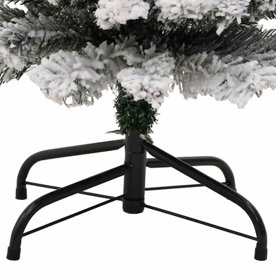 Smukła sztuczna choinka pokryta śniegiem, zielona, 150 cm, PVC