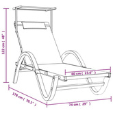 vidaXL Leżak z zadaszeniem, białe tworzywo textilene i drewno topolowe