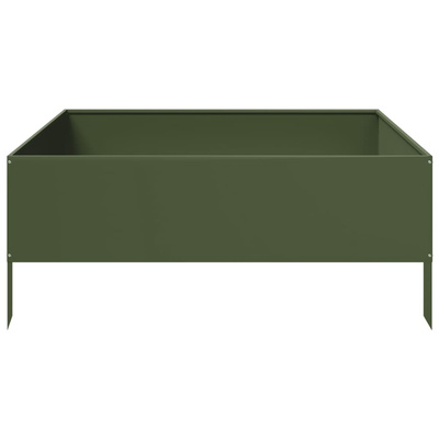 Podwyższona donica, oliwkowa, 100x100x41 cm, stal