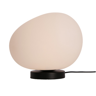 Lampa stołowa STONES minimalistyczna – biały akrylowy klosz 30 cm w kształcie kamienia – skandynawska lampka na stolik nocny E27 