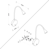 Lampa Ścienna LED 3W Metalowa z Włącznikiem Abruzzo Tommaso