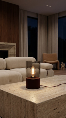 Elegancka lampka na konsolę – burgund, grafit K-6052 z serii DEX