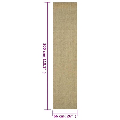 vidaXL Dywanik, naturalny sizal, 66x300 cm, zielony