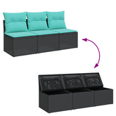 Sofa Ogrodowa z poduszką Czarny 165 x 62 x 69 cm Polirattan